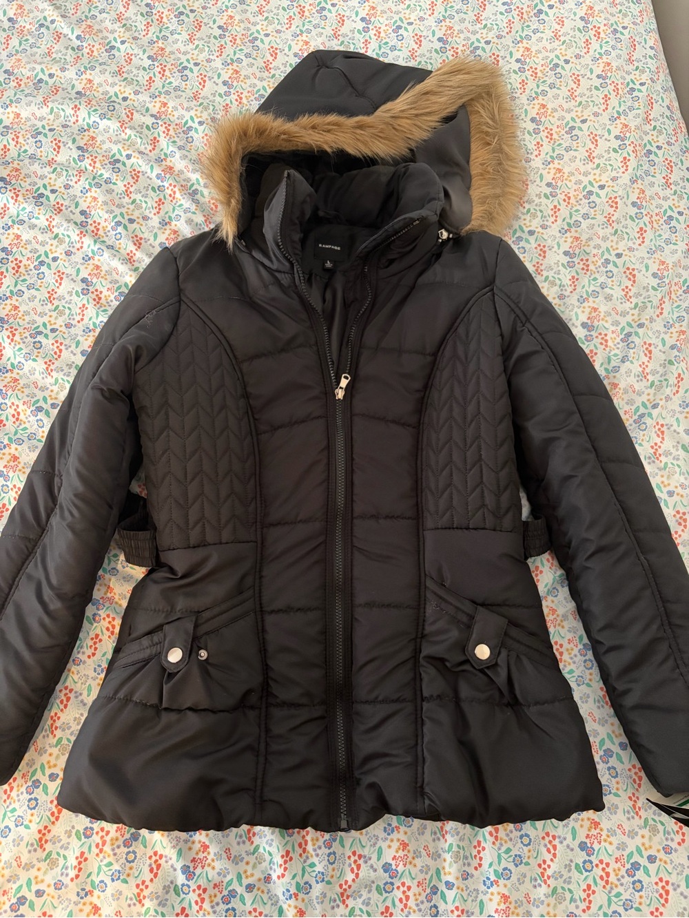 Rampage Black Quilted Hooded Puffer Coat